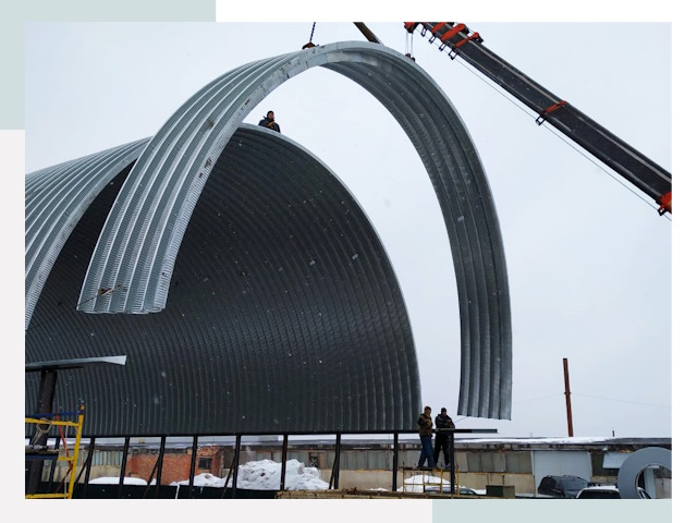 Полукруглые ангары в Магнитогорске